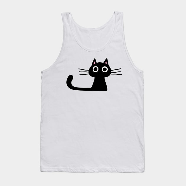 Cutie Kitty Cat Wide Eyed Black Kitten Tank Top by Coffee Squirrel